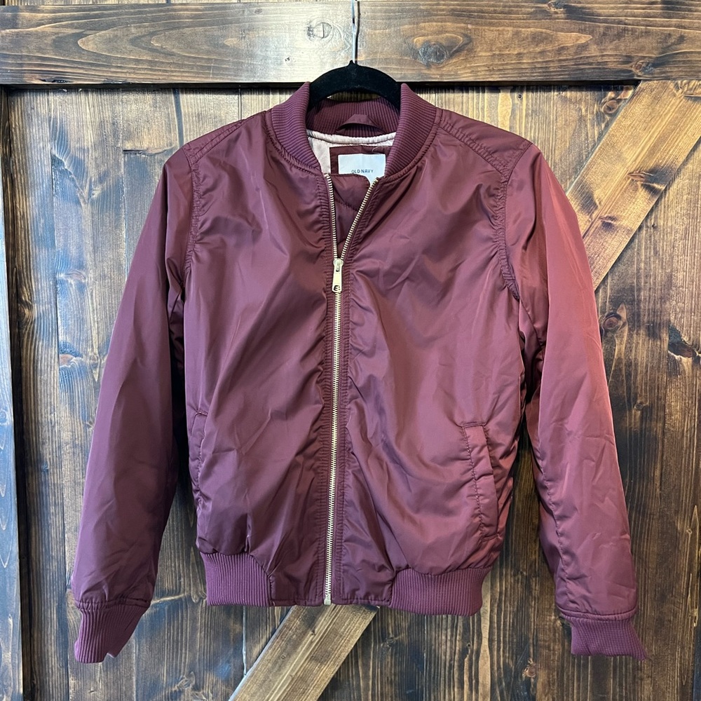 Maroon Windbreaker Zip Up Jacket